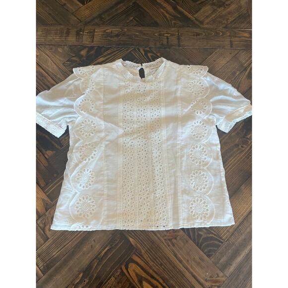 English Factory Cottage Boxy Boho Festival Shirt Women Small Western Cowgirl - Picture 1 of 7
